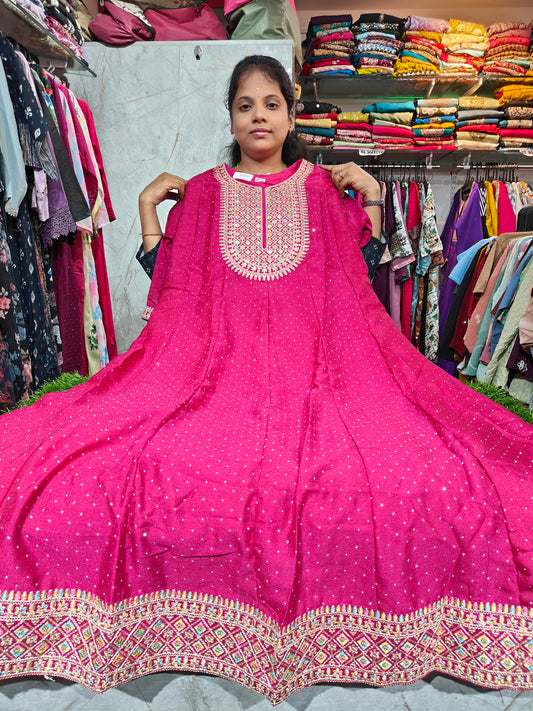 Grand Function Wear Anarkali Kurti – Silk Fabric | Elegant Ethnic Wear for Women – Plus Size 3XL to 6XL – GNF749