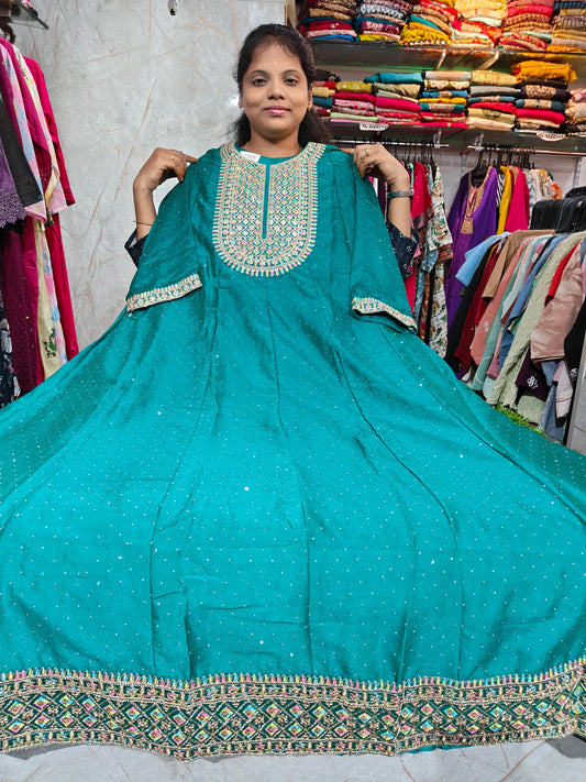 Grand Function Wear Anarkali Kurti – Silk Fabric | Elegant Ethnic Wear for Women – Plus Size 3XL to 6XL – GNF749