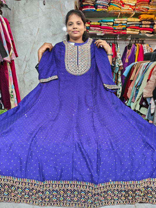 Grand Function Wear Anarkali Kurti – Silk Fabric | Elegant Ethnic Wear for Women – Plus Size 3XL to 6XL – GNF749