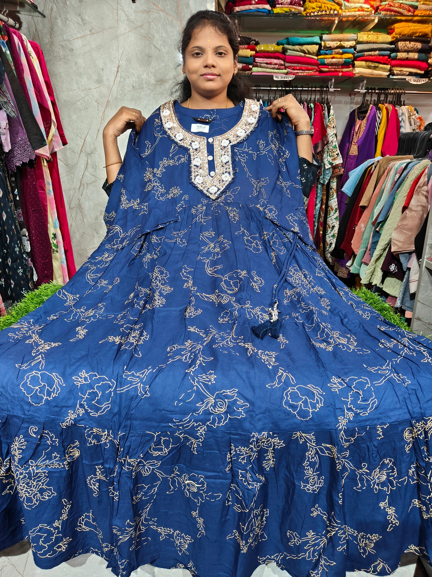 Heavy Neck Work Anarkali Kurti – Plus Size (3XL to 6XL) | Party Wear Long Kurti for Women – CGA649