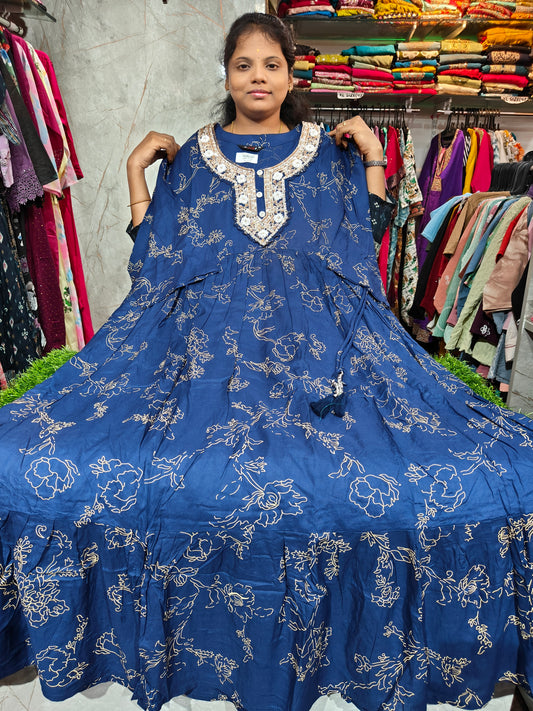Heavy Neck Work Anarkali Kurti – Plus Size (3XL to 6XL) | Party Wear Long Kurti for Women – CGA649