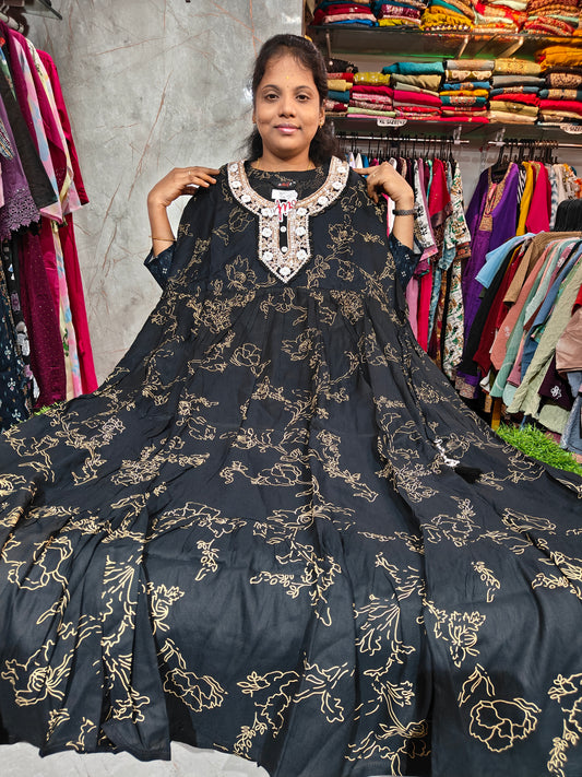 Heavy Neck Work Anarkali Kurti – Plus Size (3XL to 6XL) | Party Wear Long Kurti for Women – CGA649
