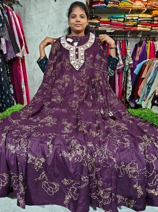Heavy Neck Work Anarkali Kurti – Plus Size (3XL to 6XL) | Party Wear Long Kurti for Women – CGA649