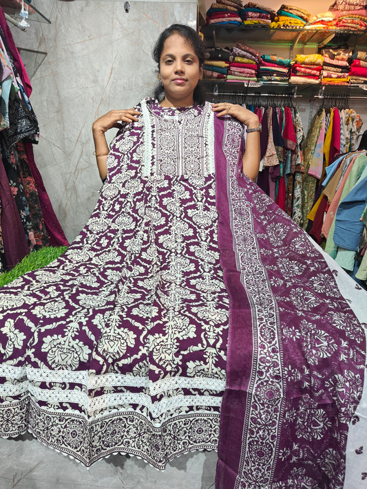 Anarkali Kurti with Dupatta Set – Rayon Cotton – Plus Size 4XL to 6XL – PTS649