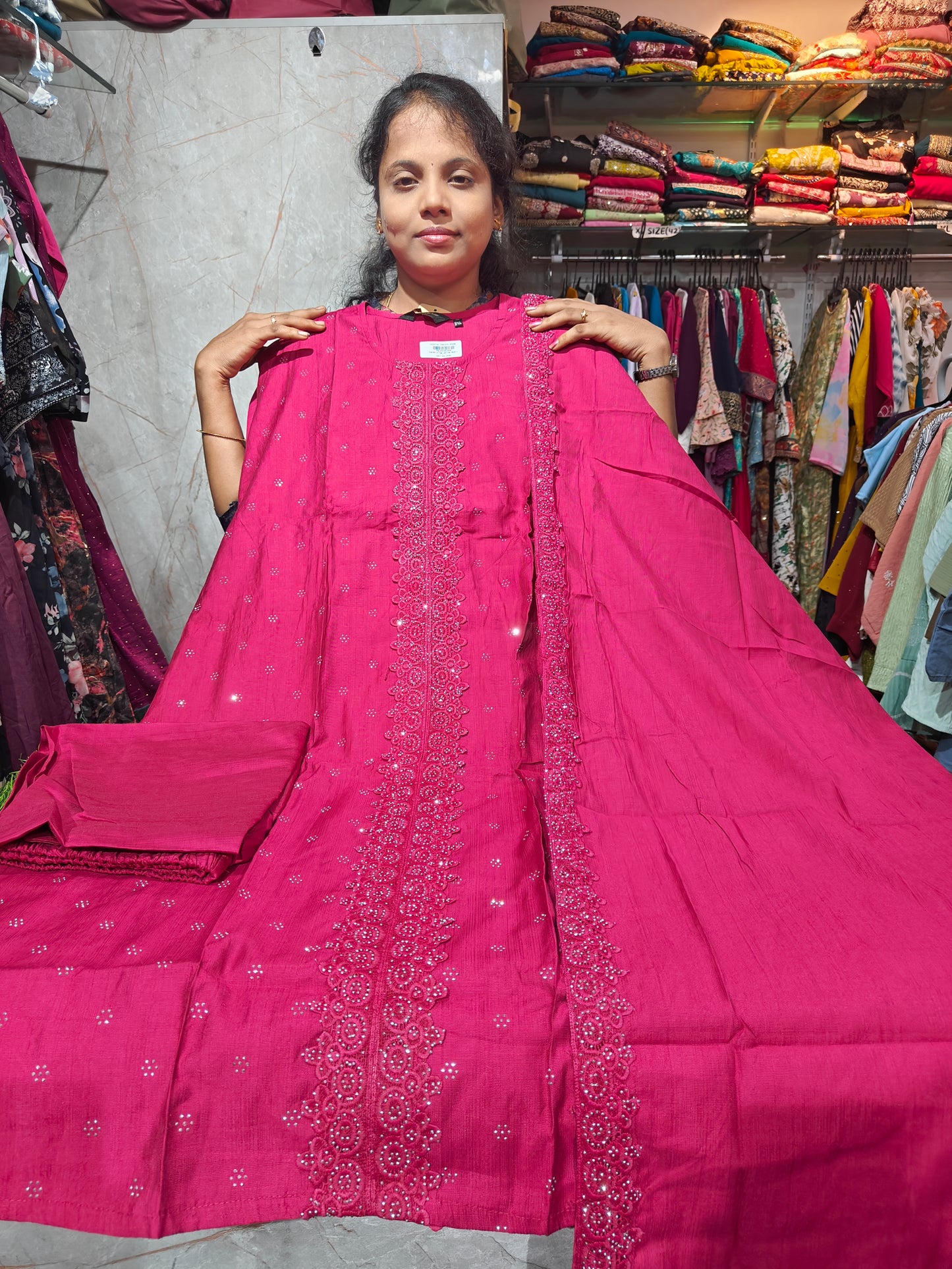 Festive Fancy Salwar Set – Vatican Silk with Lining – PSFS5 – Plus Size 3XL to 5XL