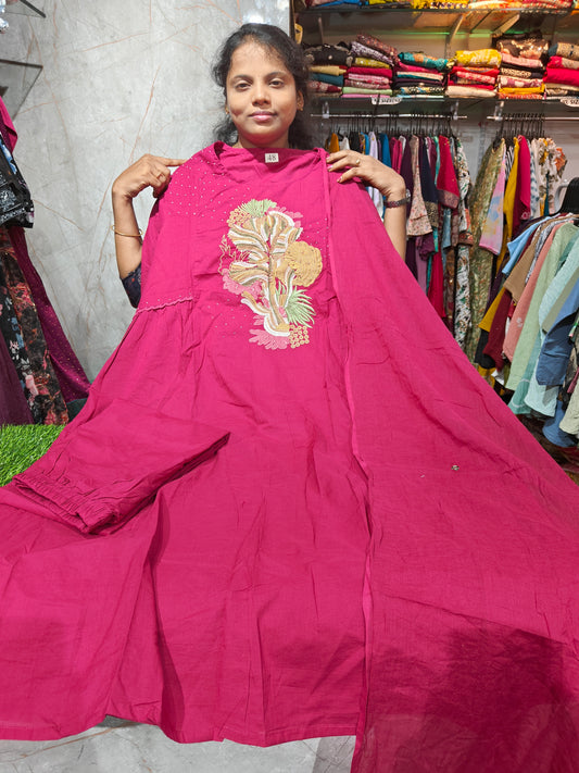 Umbrella Full Set with Top, Bottom & Shawl – PSCS4 – Beautiful Front Embroidery Threadwork