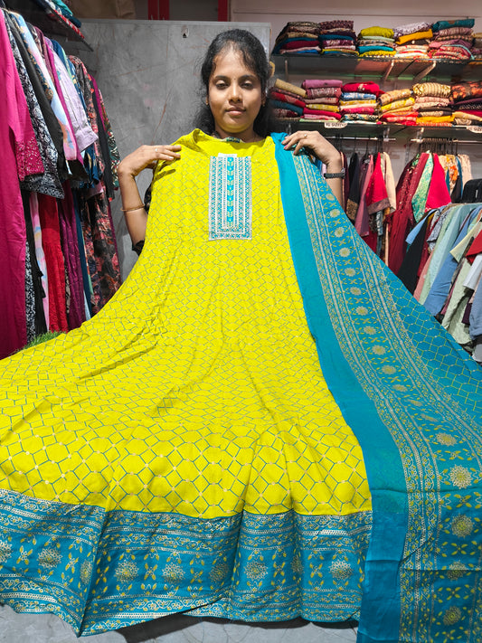 Anarkali Top with Shawl – Cotton Rayon | XL & XXL | Elegant Women’s Wear | ₹580 | RSTS1