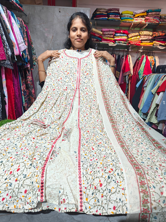 Anarkali Top with Shawl – Cotton Rayon | XL & XXL | Elegant Women’s Wear | ₹649 | RSTS8