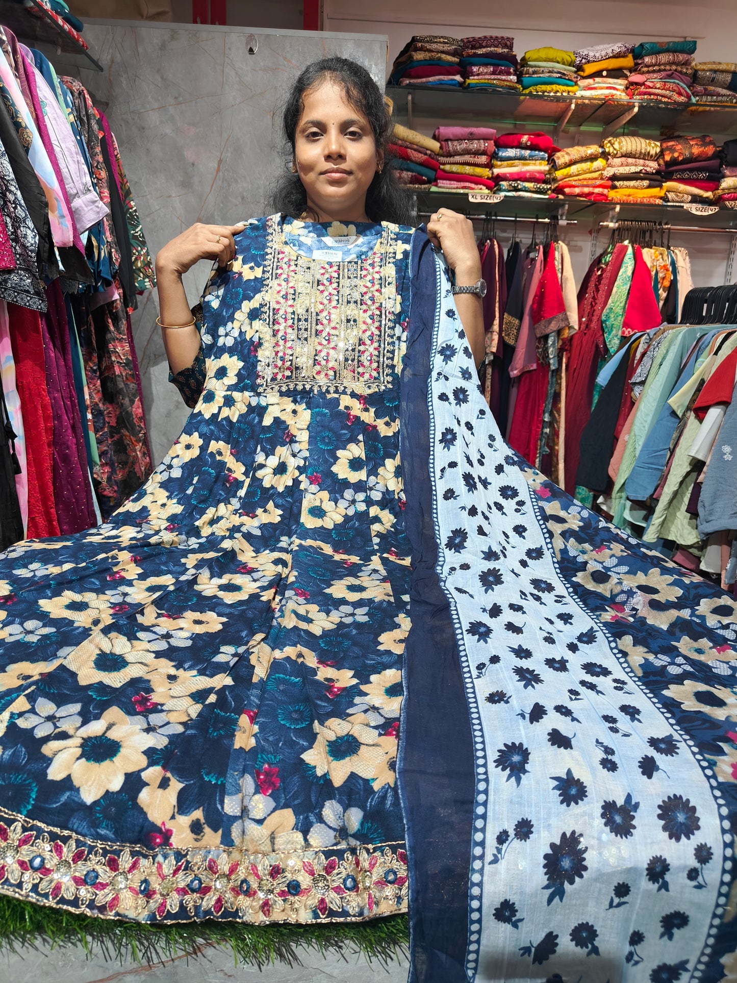 Anarkali Top with Shawl – Cotton Rayon | XL & XXL | Elegant Women’s Wear | ₹649 | RSTS2