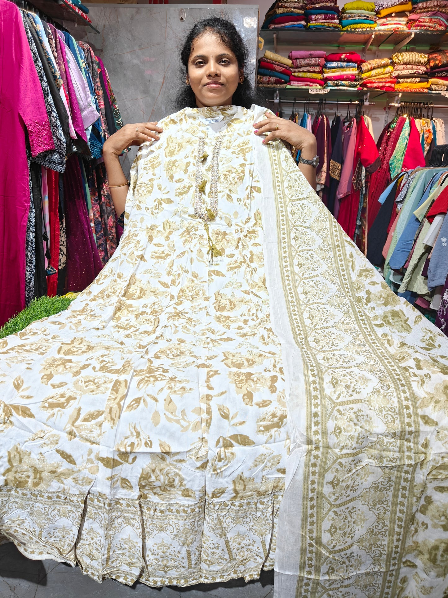 Anarkali Top with Shawl – Cotton Rayon | XL & XXL | Elegant Women’s Wear | ₹649 | RSTS3