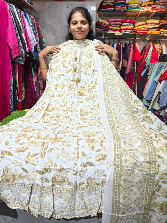 Anarkali Top with Shawl – Cotton Rayon | XL & XXL | Elegant Women’s Wear | ₹649 | RSTS3