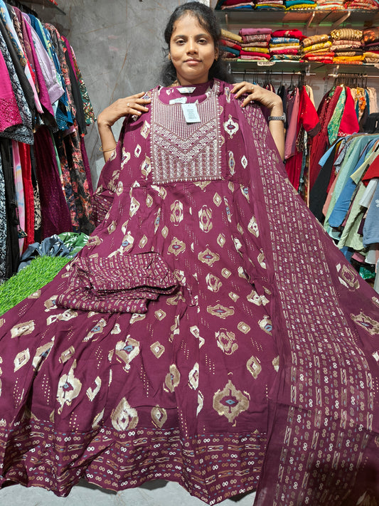 Anarkali Cotton Rayon Full Sets – XL & XXL | Elegant Women’s Ethnic Wear | ₹799 | RSCS4