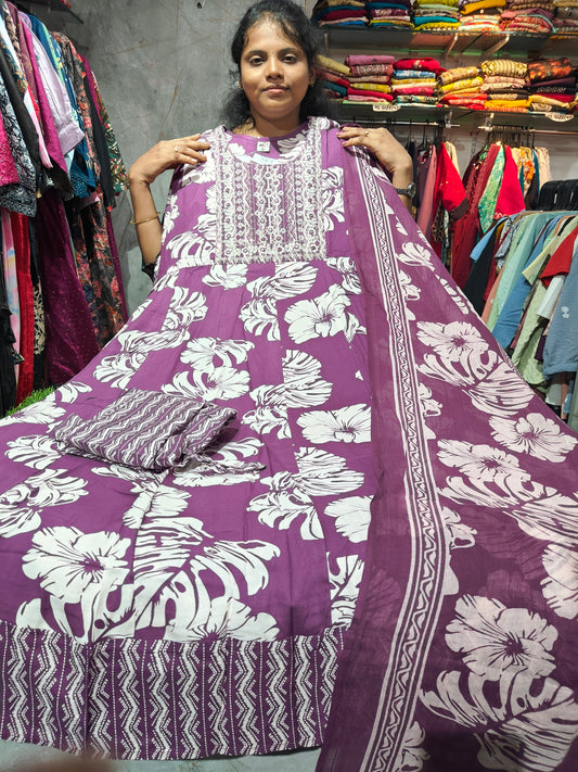 Anarkali Cotton Rayon Full Sets – XL & XXL | Elegant Women’s Ethnic Wear | ₹799 | RSCS2