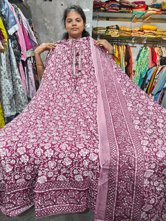 Rayon Cotton Anarkali Kurti with Dupatta | 4XL to 6XL PSTS5