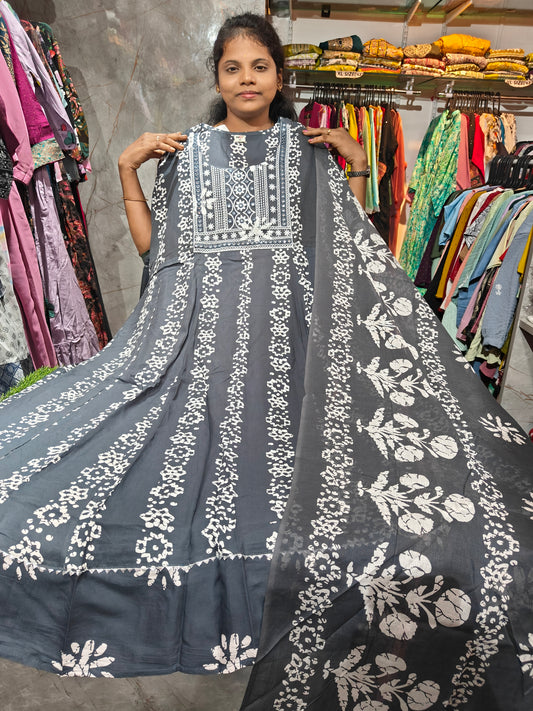 Rayon Cotton Anarkali Kurti with Dupatta | 4XL to 7XL PSTS7