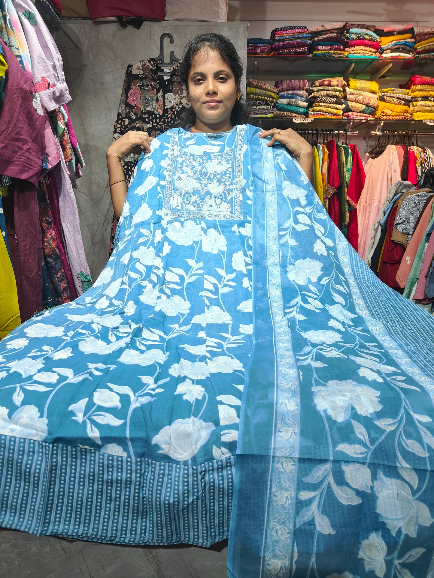 Anarkali Top with Shawl – Cotton Rayon | XL & XXL | Elegant Women’s Wear | ₹649 | RSTS30