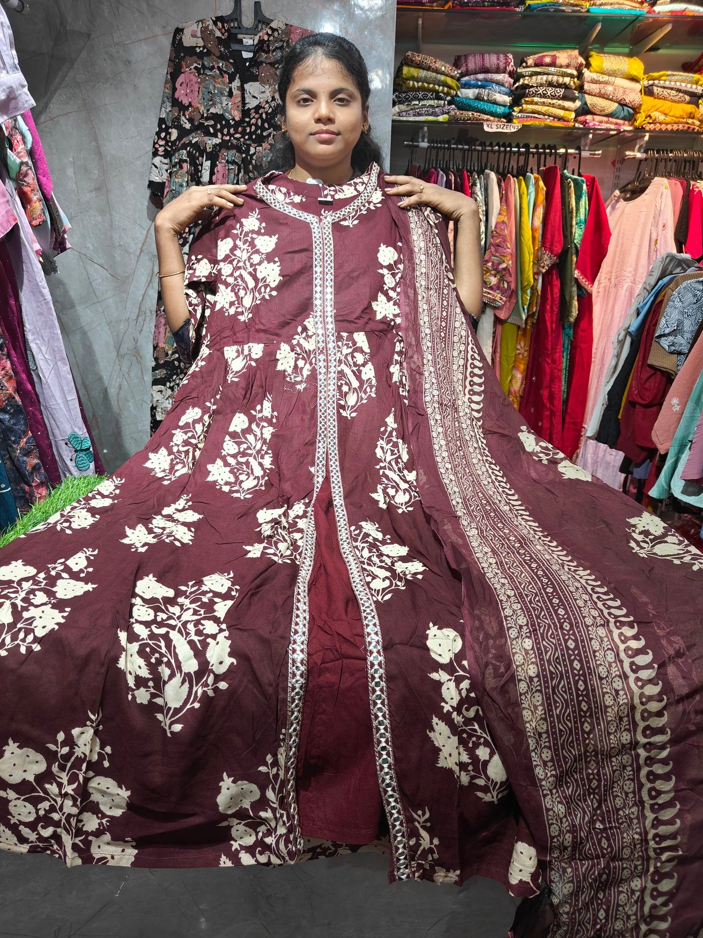 Anarkali Top with Shawl – Cotton Rayon  | Elegant Women’s Wear | ₹699 | RSTS22