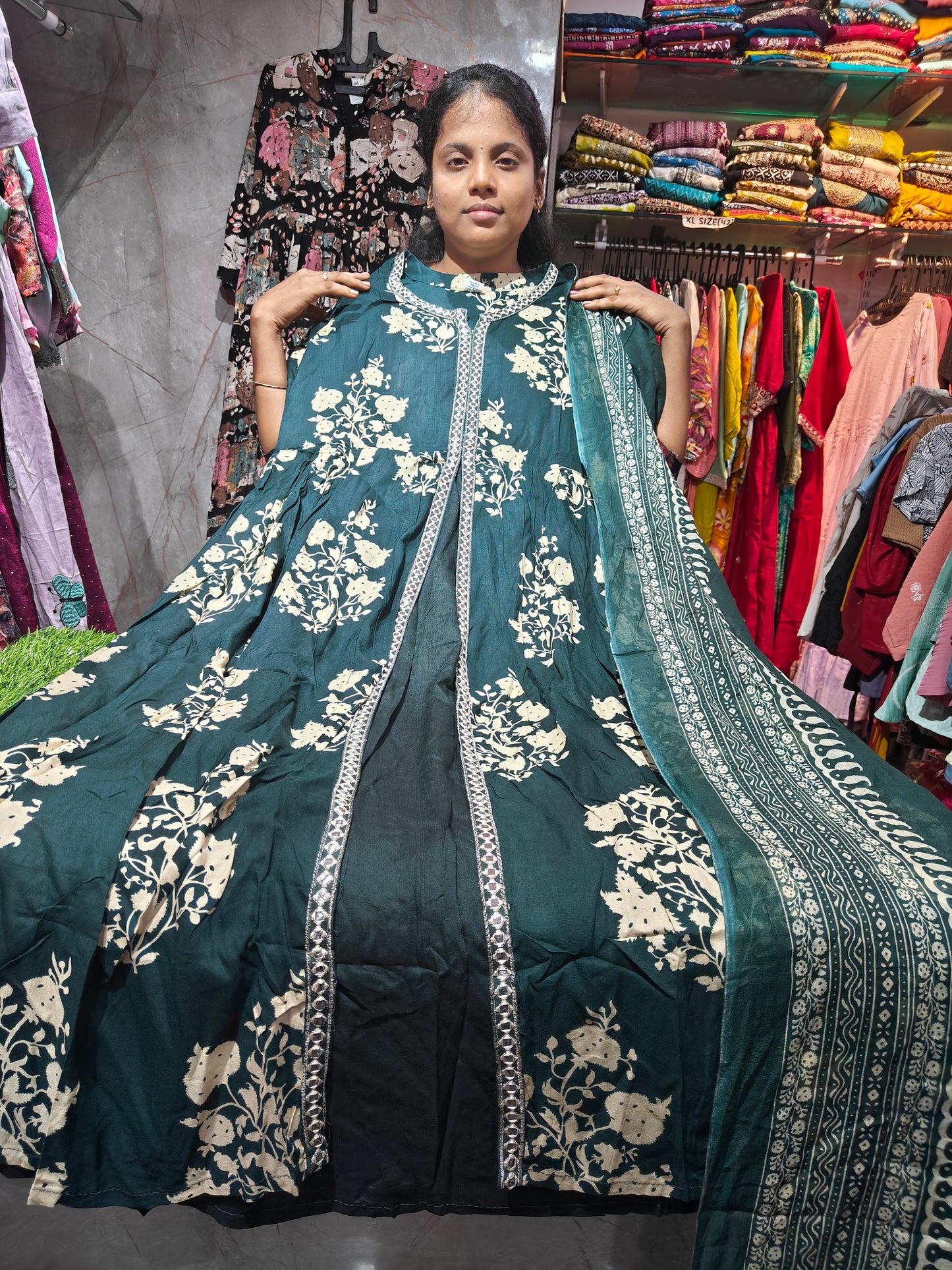 Anarkali Top with Shawl – Cotton Rayon | Elegant Women’s Wear | ₹699 | RSTS22