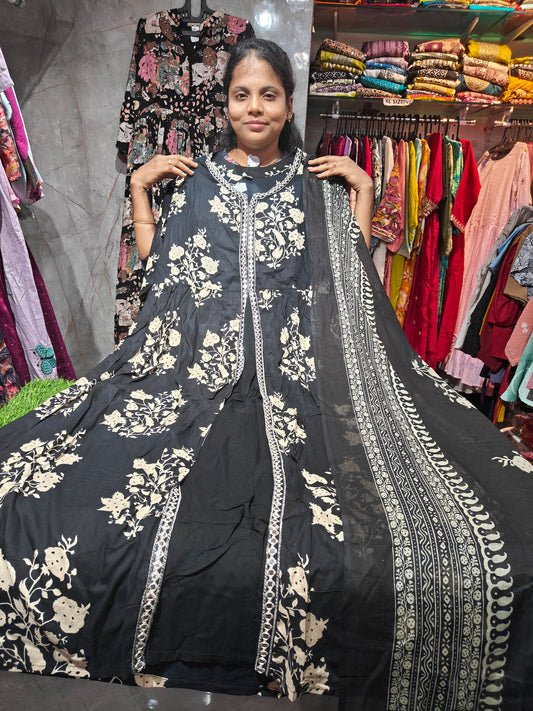 Anarkali Top with Shawl – Cotton Rayon | Elegant Women’s Wear | ₹699 | RSTS22