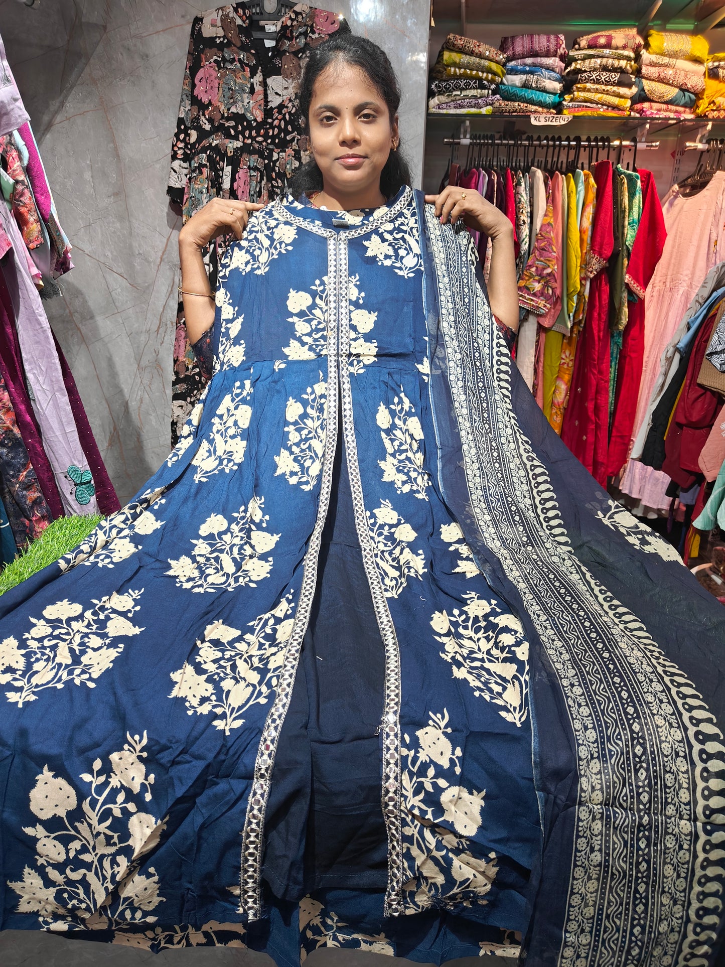 Anarkali Top with Shawl – Cotton Rayon  | Elegant Women’s Wear | ₹699 | RSTS22