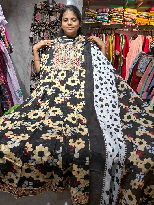 Anarkali Top with Shawl – Cotton Rayon | XL & XXL | Elegant Women’s Wear | ₹649 | RSTS2