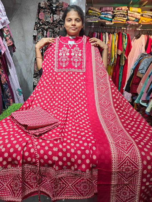 Anarkali Cotton Rayon Full Sets – XL & XXL | Elegant Women’s Ethnic Wear | ₹799 | GTSS799