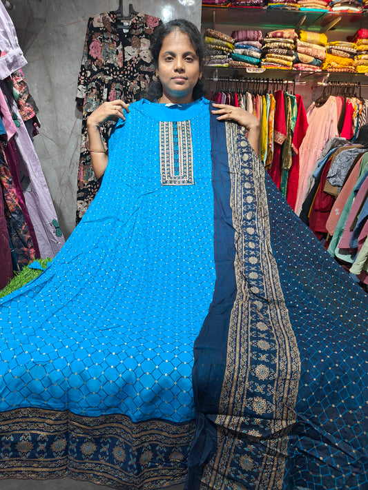 Anarkali Top with Shawl – Cotton Rayon | XL & XXL | Elegant Women’s Wear | ₹580| RSTS1