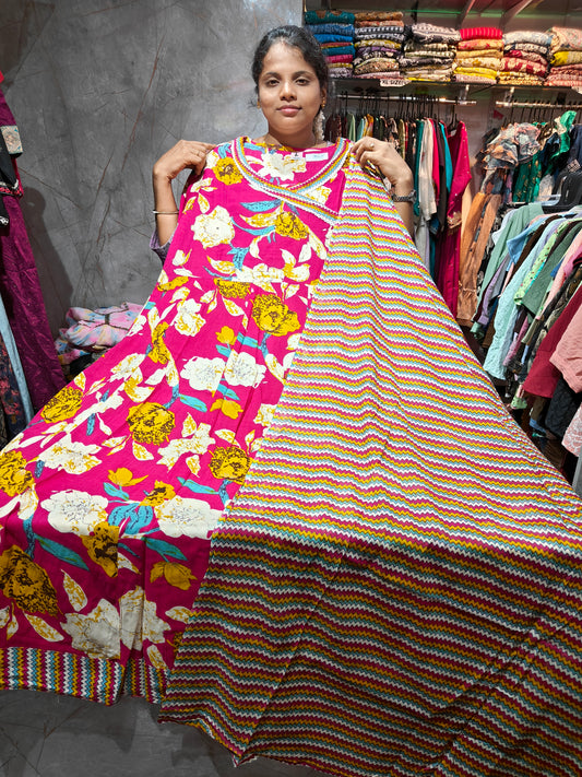 Rayon Cotton Anarkali Kurti with Dupatta | 3XL to 6XL PSTS13