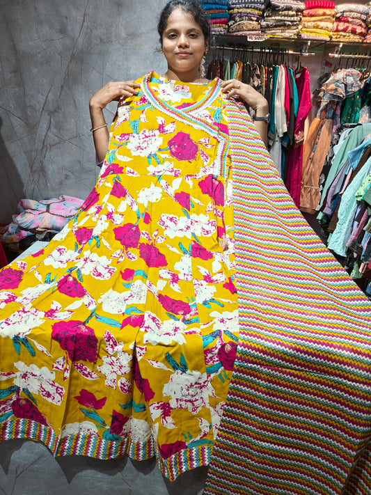 Rayon Cotton Anarkali Kurti with Dupatta | 3XL to 6XL PSTS13