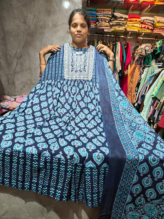 Rayon Cotton Anarkali Kurti with Dupatta | 3XL to 6XL PSTS14