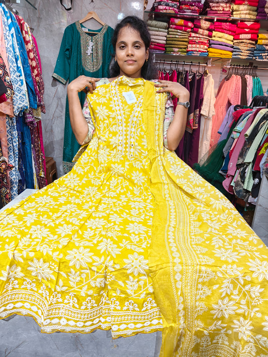 Anarkali Top with Shawl – Cotton Rayon  | Elegant Women’s Wear | ₹699 | RSTS42