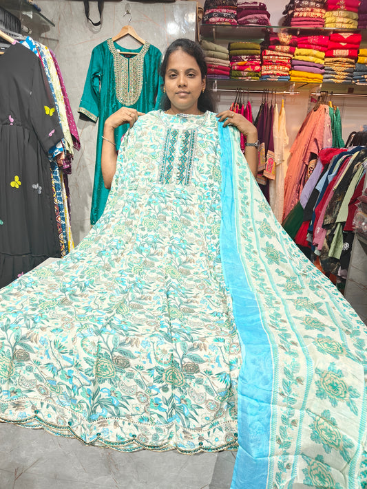 Anarkali Top with Shawl – Cotton Rayon  | Elegant Women’s Wear | ₹649 | RSTS31