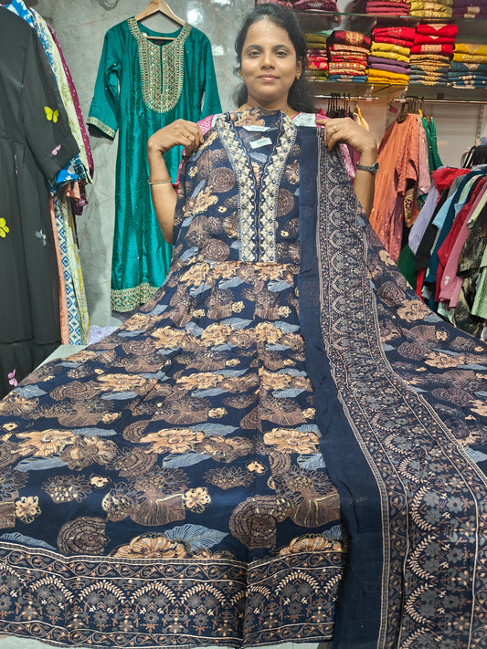 Anarkali Top with Shawl – Cotton Rayon  | Elegant Women’s Wear | ₹699 | RSTS40