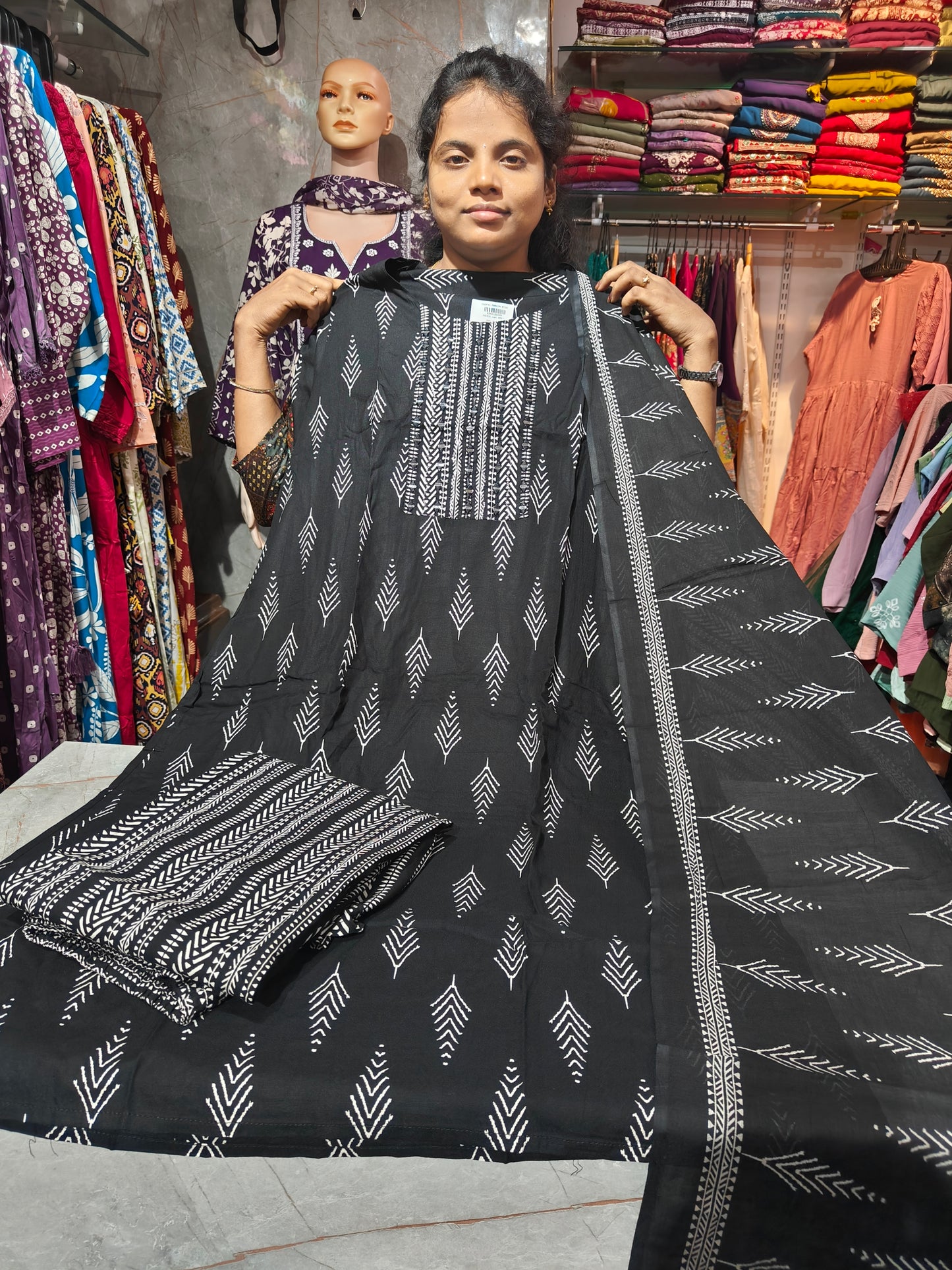 PSCS15 Cotton Full Set with Plazzo Pant & Matching Dupatta – Plus Size 4XL to 7XL | Premium Set | Price ₹899