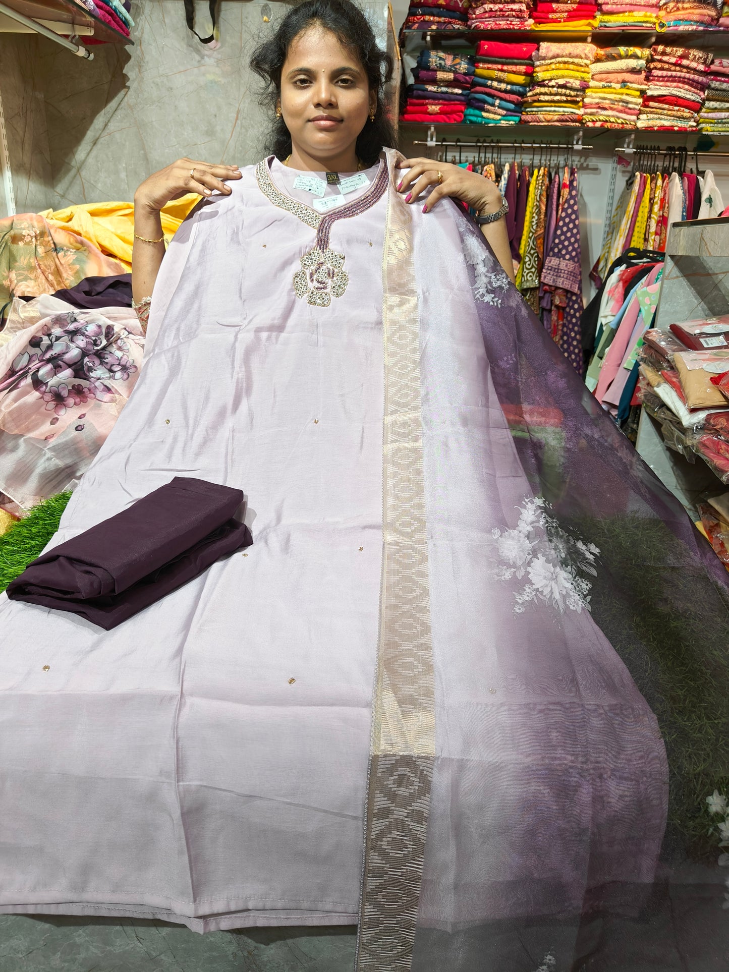 Plus Size Fancy Grand Partywear Salwar Set with Contrast Bottom & Dupatta – PSFS23 | Just ₹799