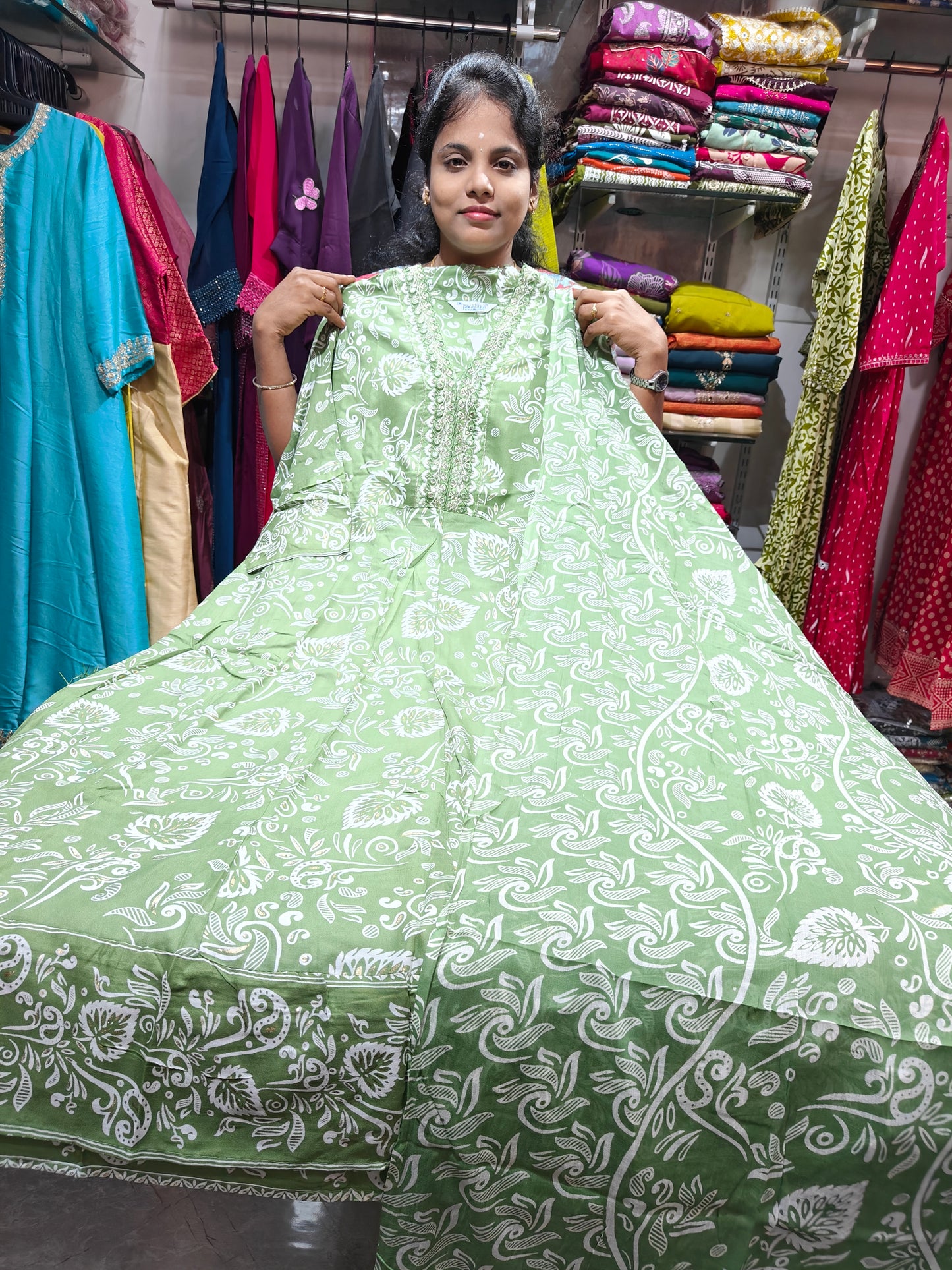 Rayon Cotton Anarkali Kurti with Dupatta | 4XL to 6XL PSUK74