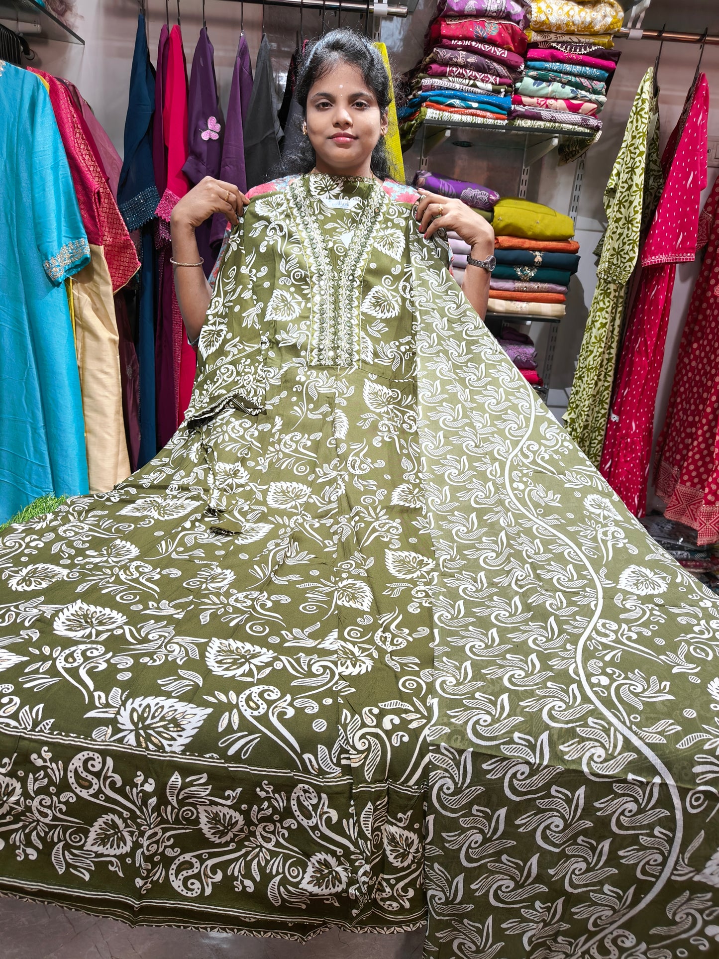 Rayon Cotton Anarkali Kurti with Dupatta | 4XL to 6XL PSTS74