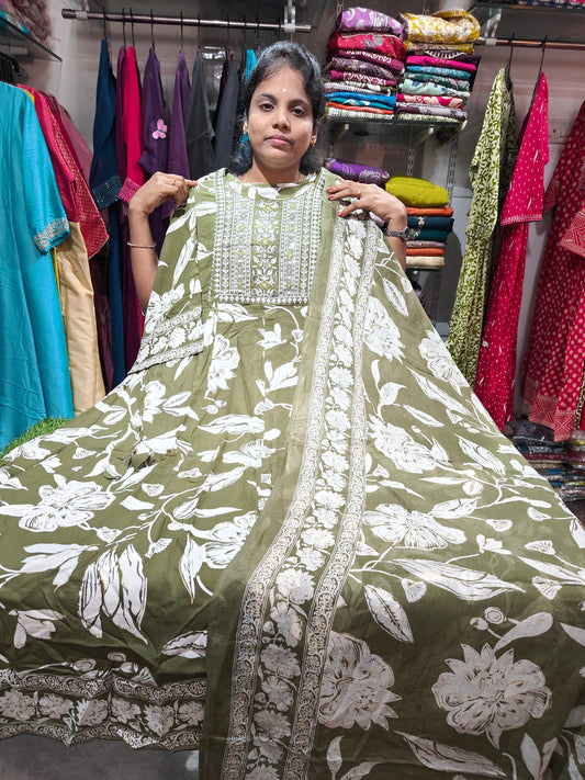 Rayon Cotton Anarkali Kurti with Dupatta | 4XL to 6XL PSTS65