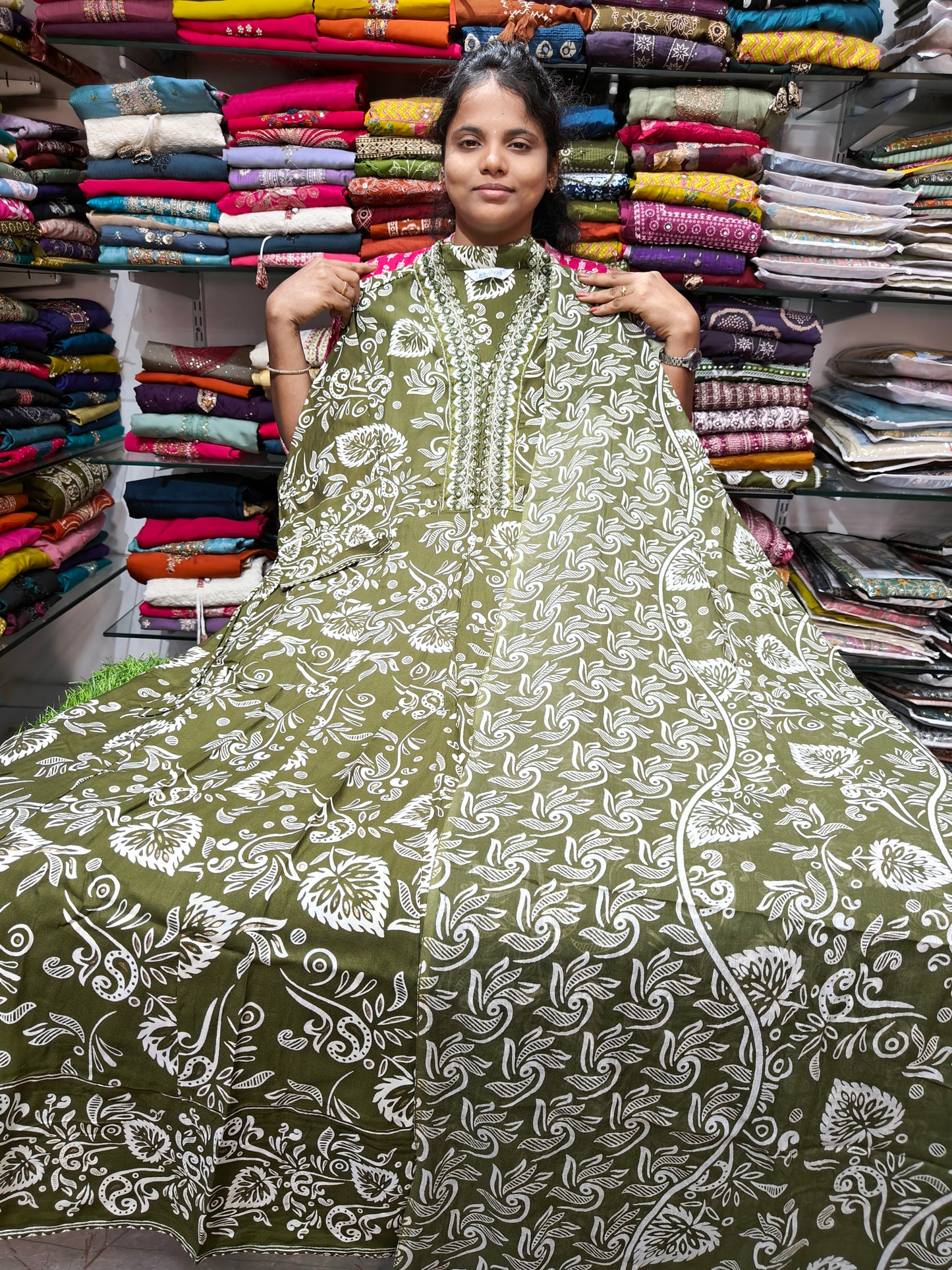 Rayon Cotton Anarkali Kurti with Dupatta | 4XL to 6XL PSUK74