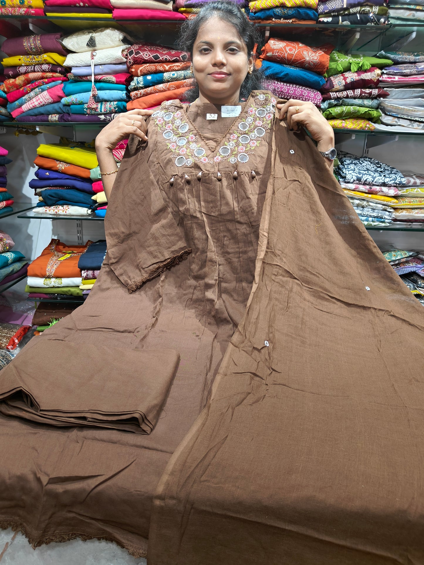 Beautiful Cotton Anarkali Set with Mirror & Handwork | 4XL–7XL | With Lining | ₹1199 | PSCS63