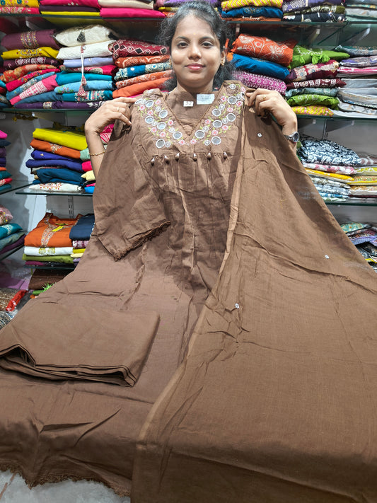 Beautiful Cotton Anarkali Set with Mirror & Handwork | 4XL–7XL | With Lining | ₹1199 | PSCS63