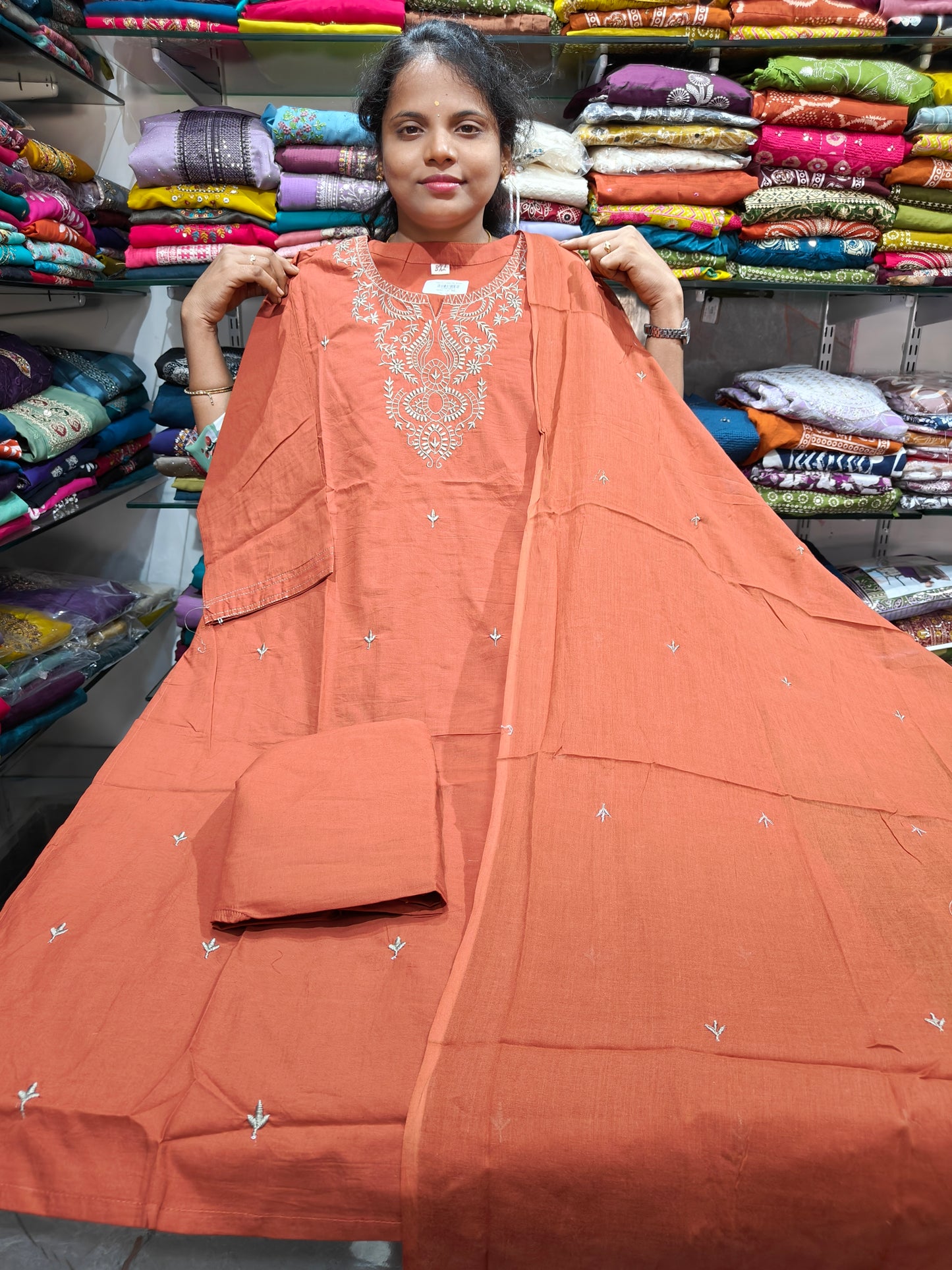 Pure Cotton Straight Cut Salwar Set 3XL to 6XL ₹899 | Embroidery Work PSCS71