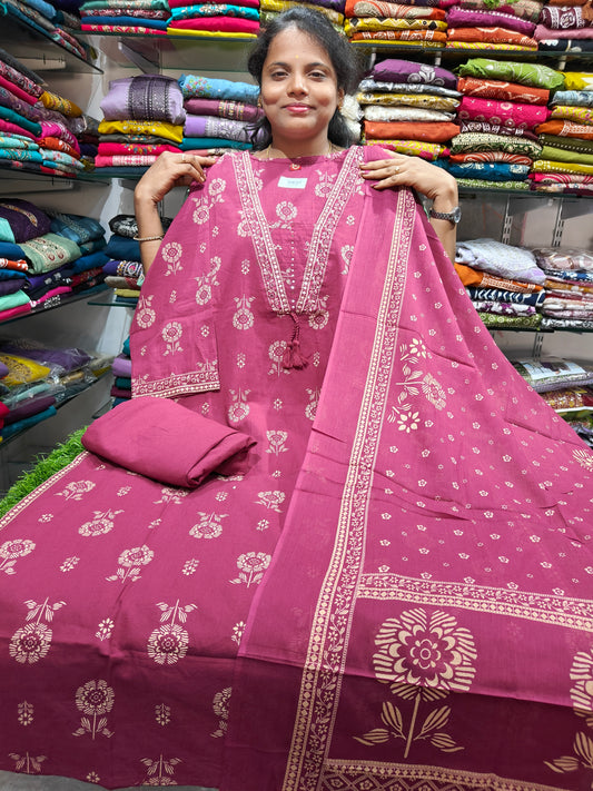 Pure Cotton Straight Cut Salwar Set 3XL to 6XL ₹950 | V-Neck PSCS74