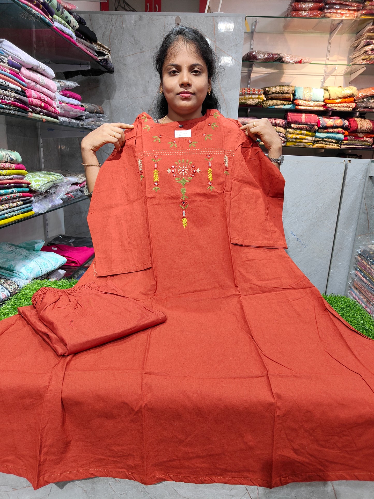 Plus Size Premium Cotton Cord Set with Palazzo Pant – Umbrella Pattern (4XL–6XL) – PSCS87 | ₹949