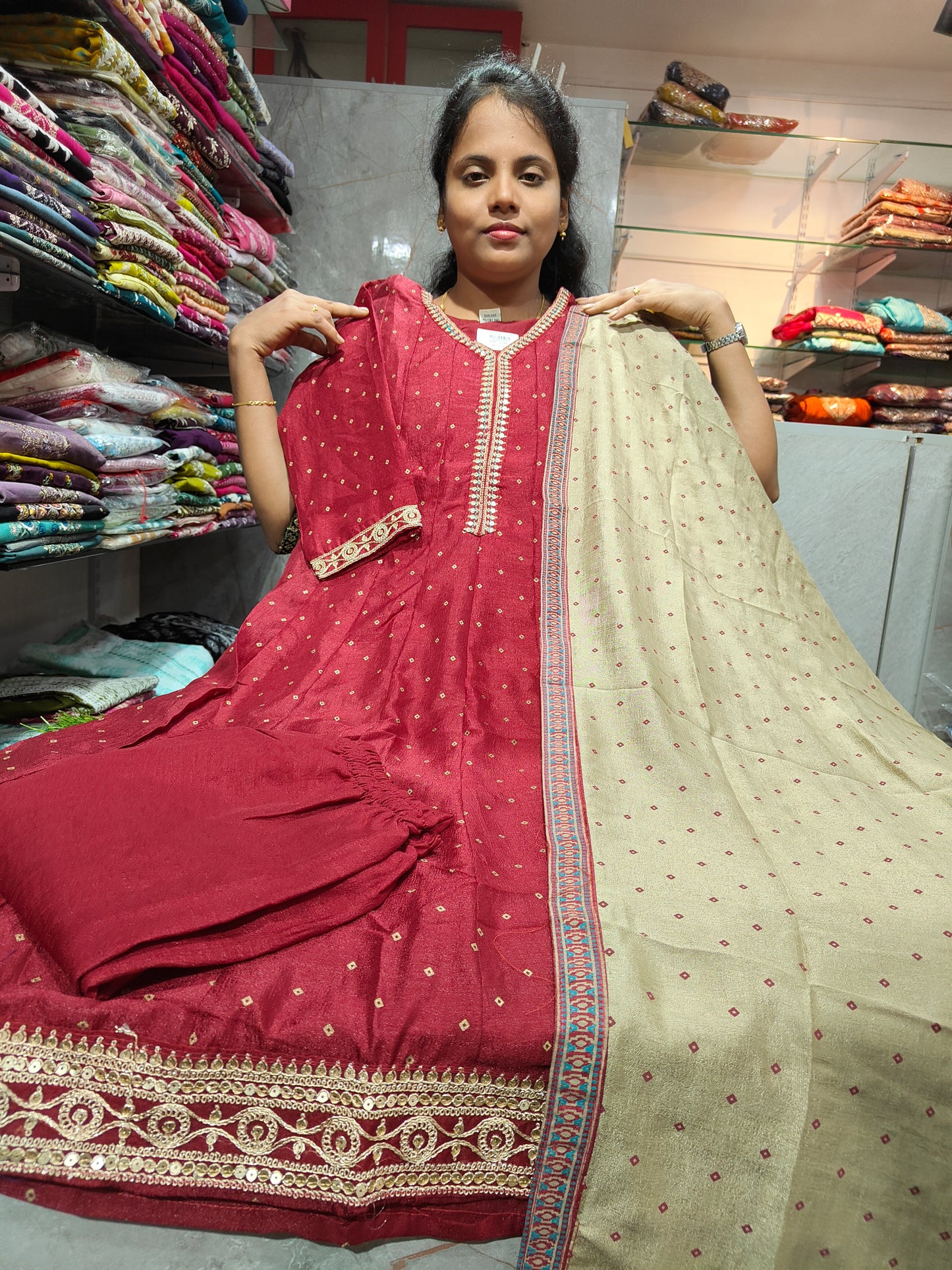 Premium Partywear Anarkali Set with Shawl | M–XXL Sizes | Code: RSFS82 | ₹999 Only