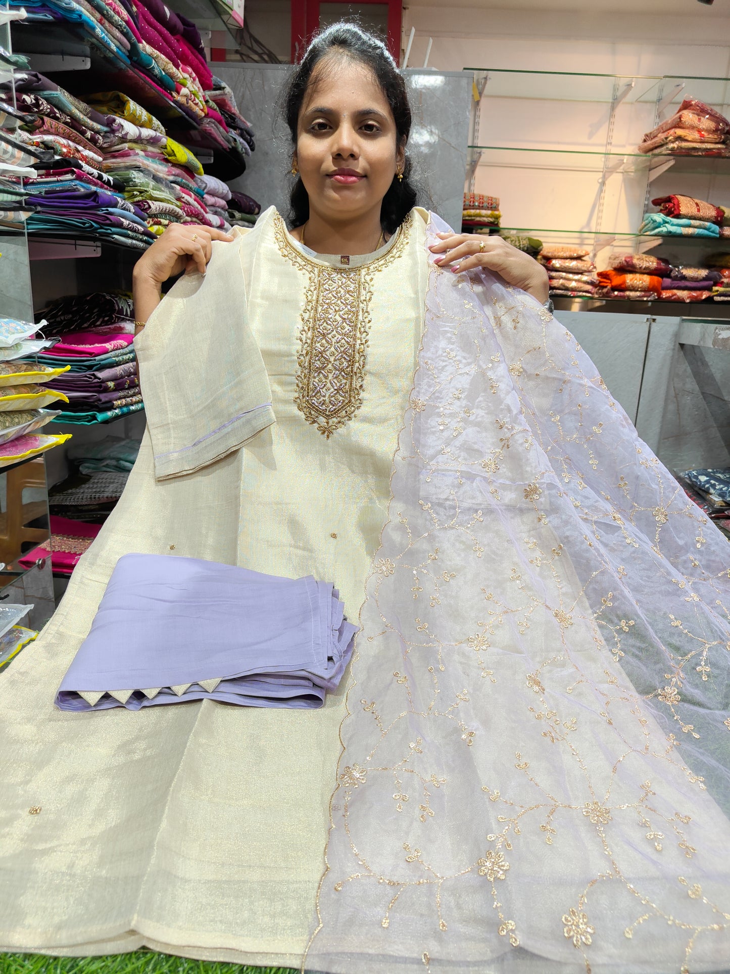 Plus Size Premium Tissue Shimmer Silk Set PSFS68 3XL to 5XL at ₹1099 | Party Wear Elegant Collection