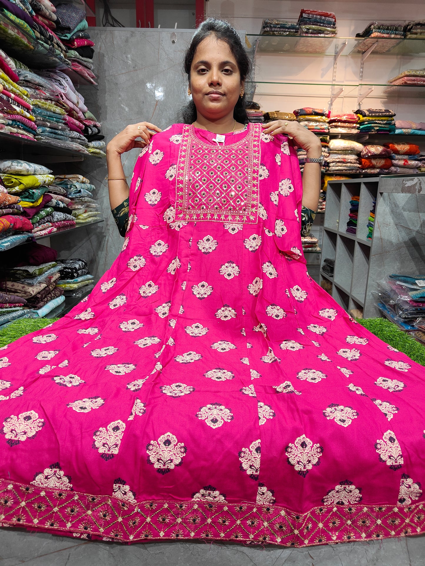 Plus Size Rayon Cotton Anarkali Kurti 5XL – Stylish Flared Daily Wear Kurti for Women | PSUK39 | ₹499
