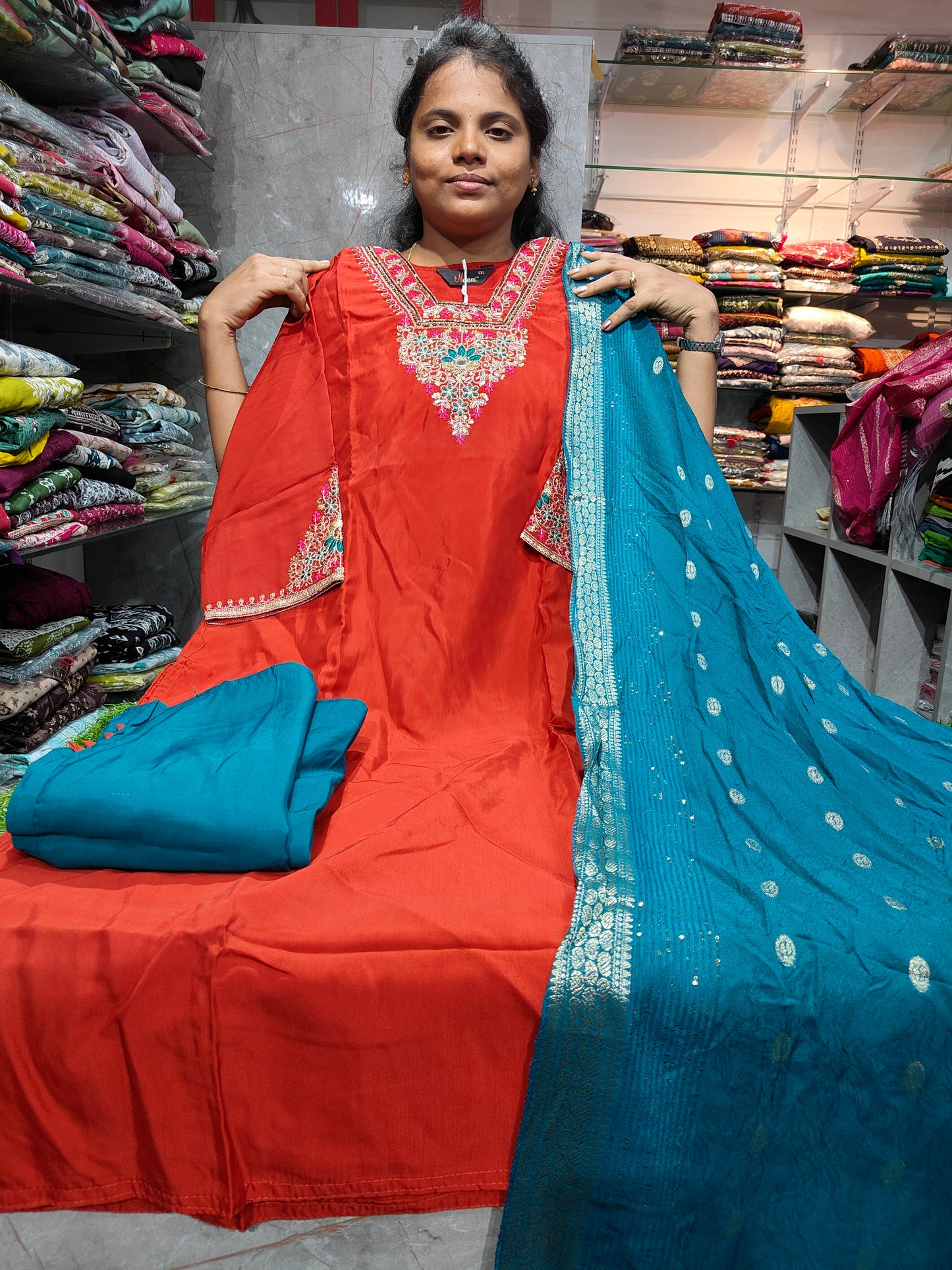 Plus Size Roman Silk Grand Side Open Partywear Salwar Set 3XL to 5XL | PSFS62 | Just ₹1099 ✨