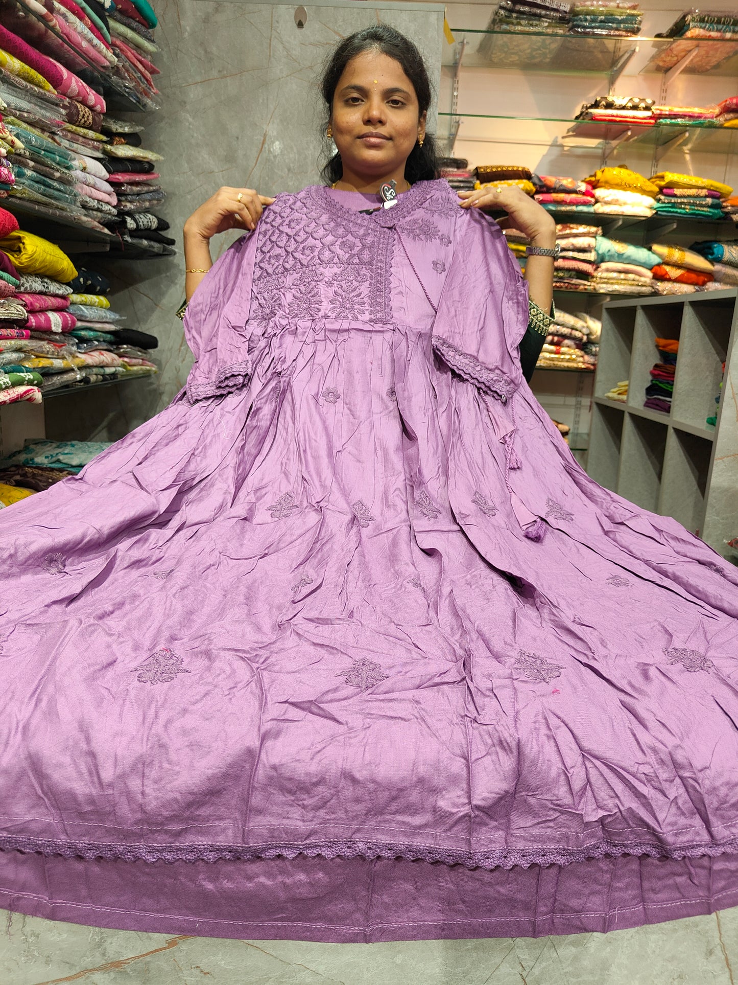 Trending Plus Size Anarkali Kurti | Rayon Fabric with Flower Thread Work Sizes 4XL–7XL |  PSUK40 just 599