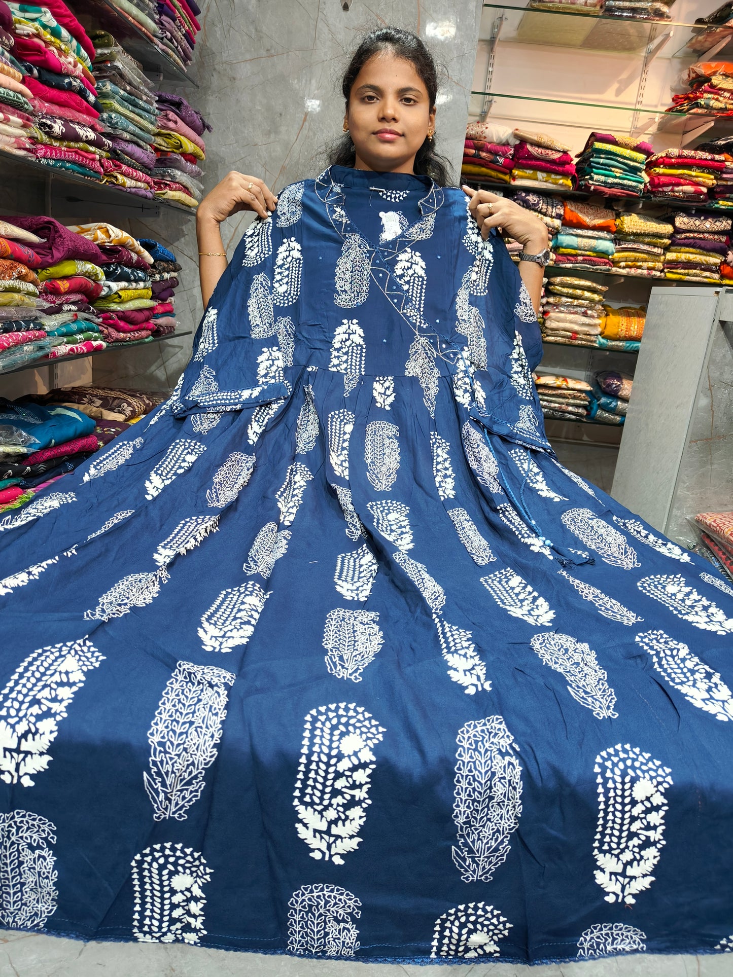 Rayon Cotton Long Anarkali Kurti for Women | Plus Size 4XL to 7XL | PSUK111 | ₹650